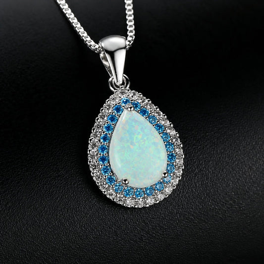 Crystal Blue Opal Necklace