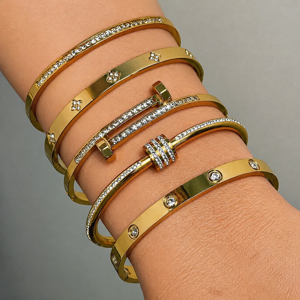 Gold Crystal Statement Bracelets