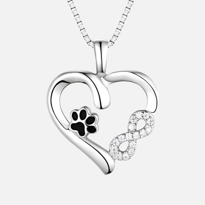 Infinity Charm Paw Heart Necklace