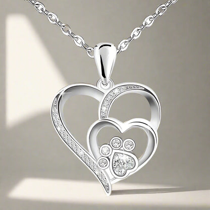 Delicate Heart Paw Necklace
