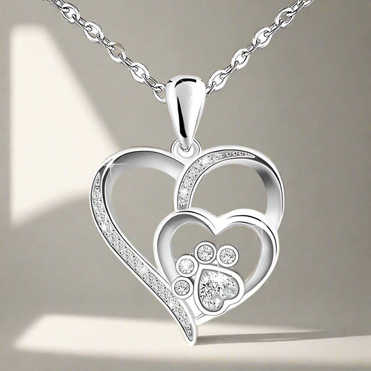 Delicate Heart Paw Necklace