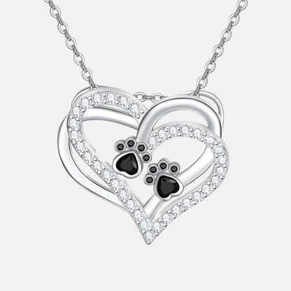 Dog Paw Heart Zirconia Necklace