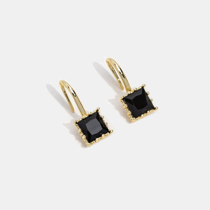 Crystal Black Stone Drop Earrings