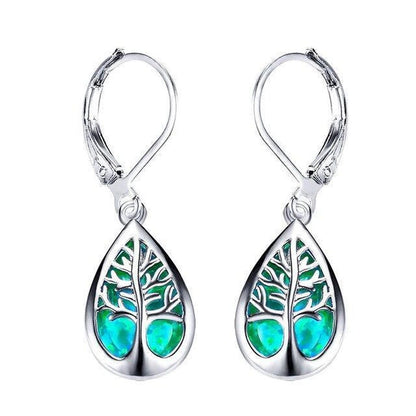 Silver Opal Tree Branch Earrings