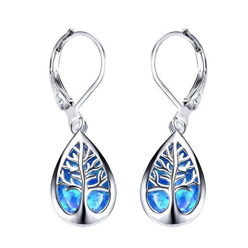 Silver Opal Tree Branch Earrings