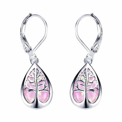 Silver Opal Tree Branch Earrings