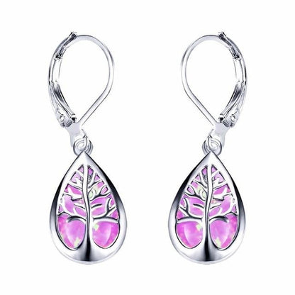 Silver Opal Tree Branch Earrings