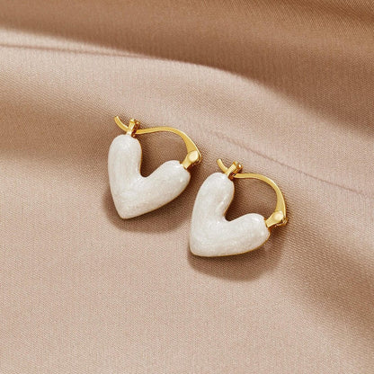 Pure White Heart Earrings