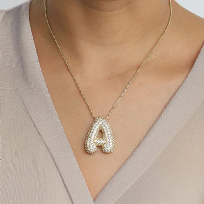 Bubble Initial Crystals Necklace