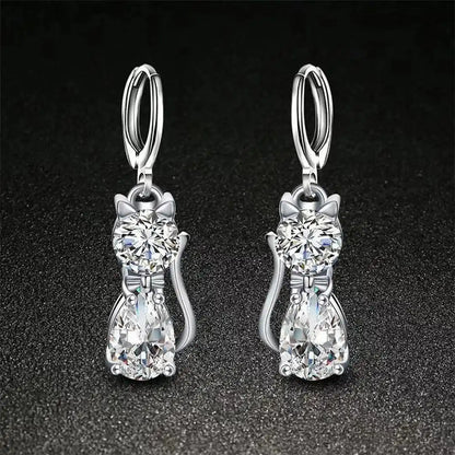 Cats Sterling Silver White Zirconium Set