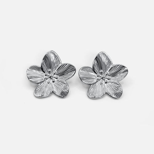 Chic Silver Floral Earrings