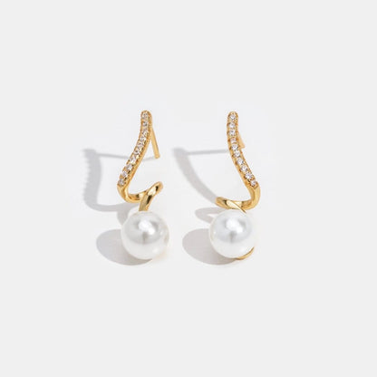 Pearl Wave Gold Earrings