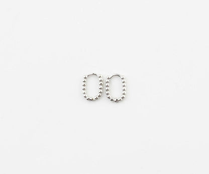 Beaded Oval Huggie Hoop Earrings